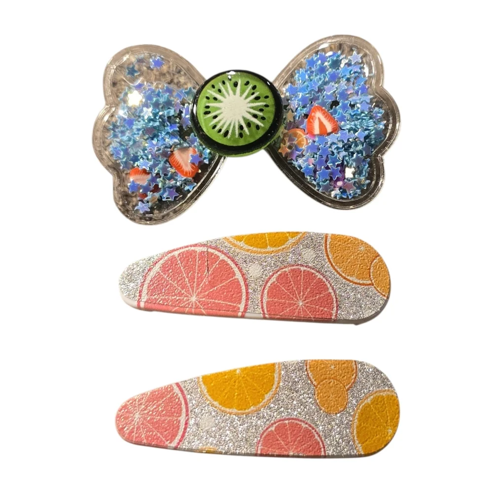 Kids Fruit Bow &‎ Citrus Clip Set in Blue, Pink, Yellow